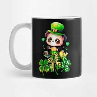 Chibi Panda Adorable St Patrick's Day Bear Lover & Clover Mug